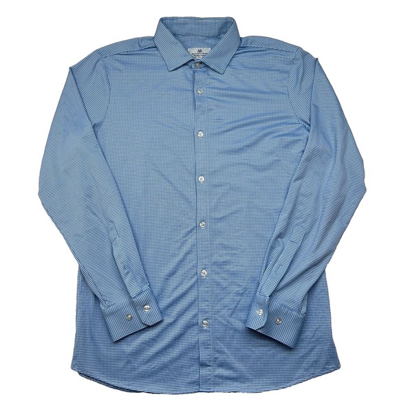 Mizzen+Main Other - Mizzen Main Mens Shirt Large Tall Trim Fit Blue Plaid Performance Career